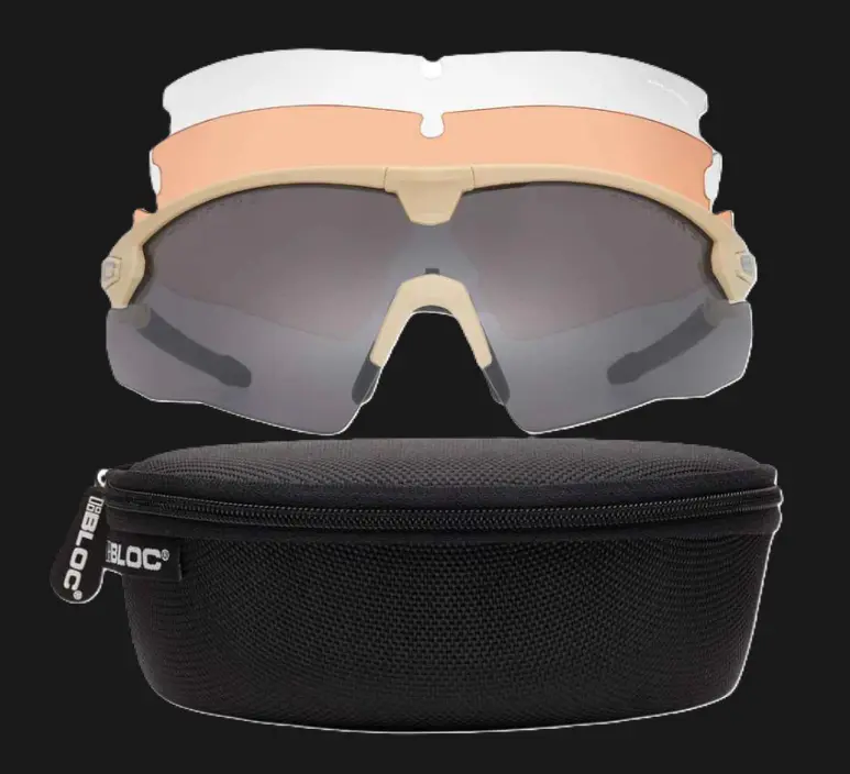BLOC Lynx Ballistic Antifog Schutzbrille, Set mit 3 Linsen, FDE